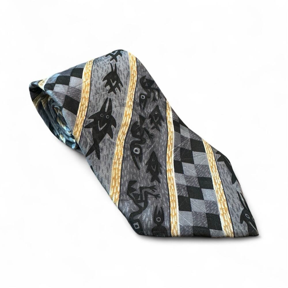 Men’s Silk Tie Peruvian Tapestry Headband Made With Care Tie Fish Design Tribal